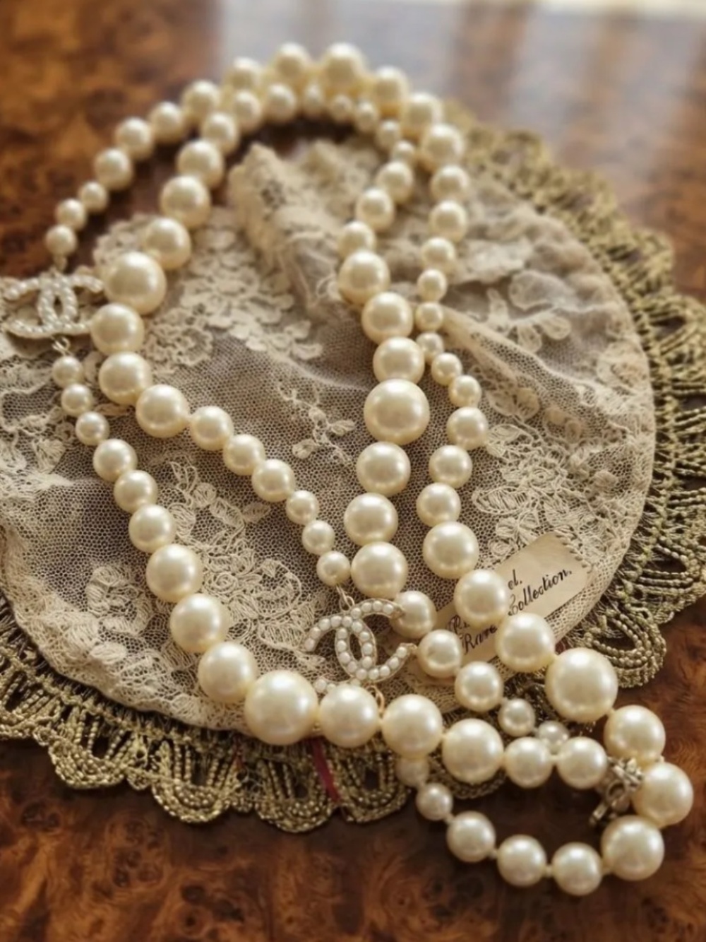 Vintage Chanel 1996 Pearl Necklace | France | Multi-Strand Cream Faux Pearls |